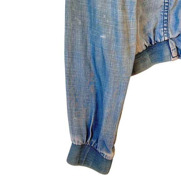 Cloth & Stone Chambray Bomber Jacket Tencel Small Full Zipper 2 Pockets Blue - Picture 10 of 10